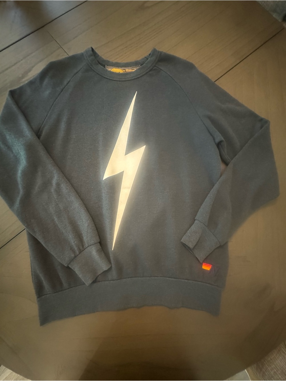 Aviator Nation Gray Crewneck with White Lightning Bolt